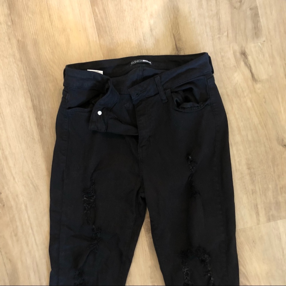 Fashion Nova Low Rise Ripped Black Jeans